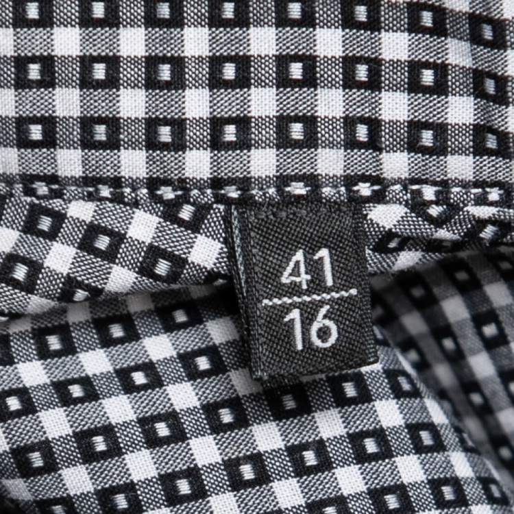 Pre Owned Z Zegna Black Checked Cotton Button Front Slim Fit Shirt L
