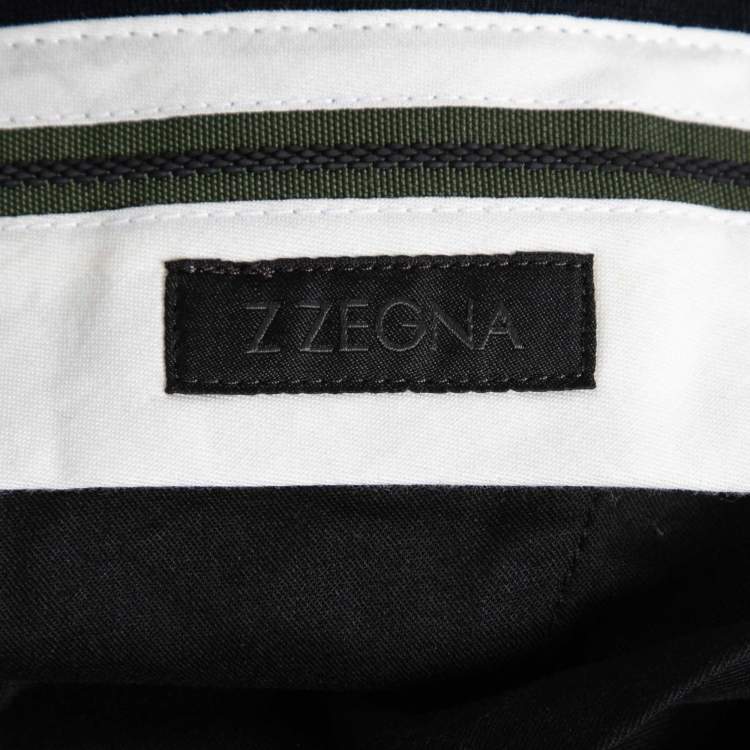 Pre Owned Z Zegna Navy Blue Stretch Knit Slim Fit Pants L