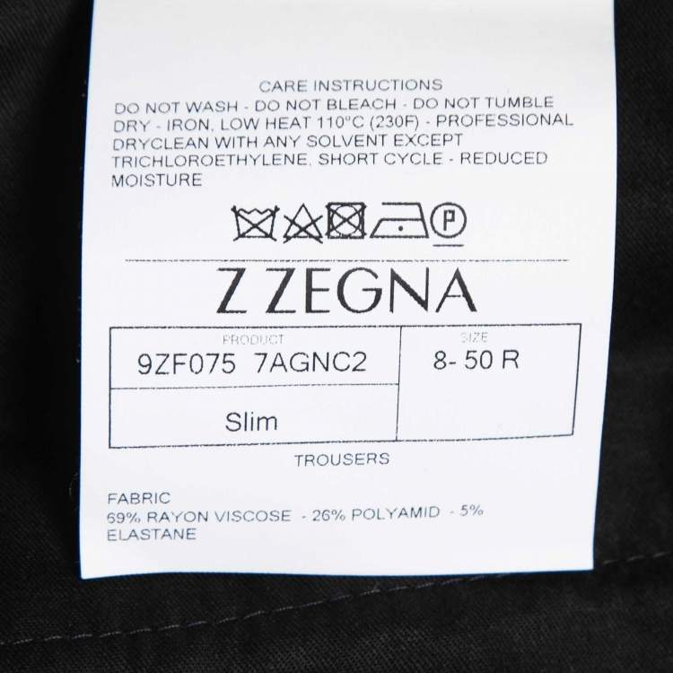 Pre Owned Z Zegna Navy Blue Stretch Knit Slim Fit Pants L