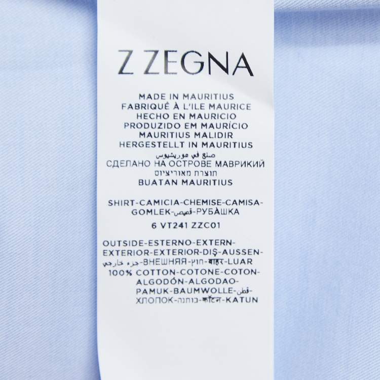 Pre Owned Z Zegna Blue Cotton Wash & Go Long Sleeve Shirt XXL
