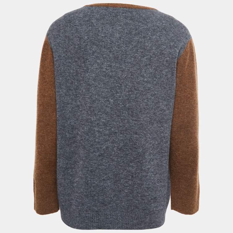 Pre Owned Z Zegna Brown & Grey Wool Sweater 3XL