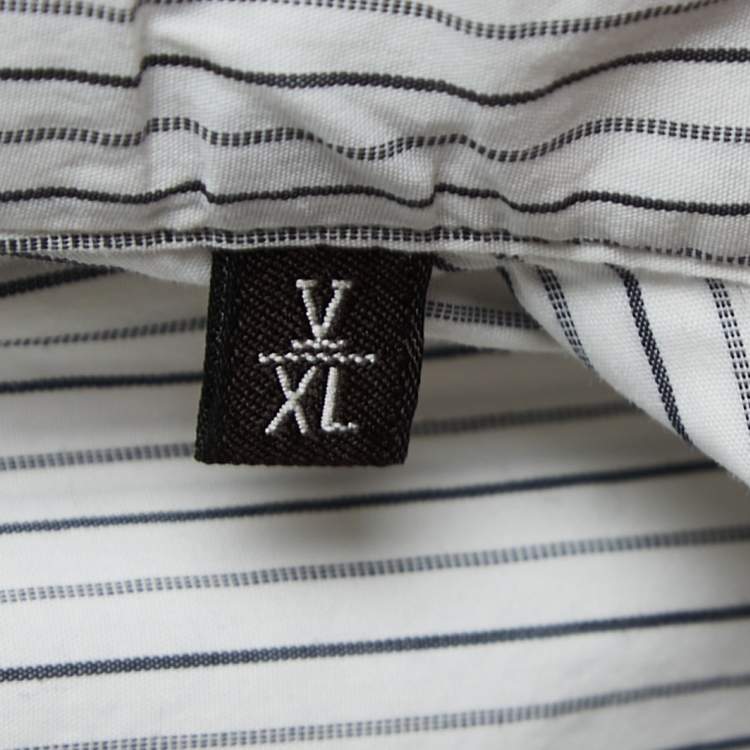 Pre Owned Z Zegna White Striped Stretch Cotton Button Front Shirt XL