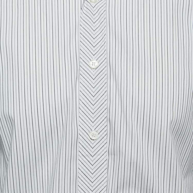 Pre Owned Z Zegna White Striped Stretch Cotton Button Front Shirt XL