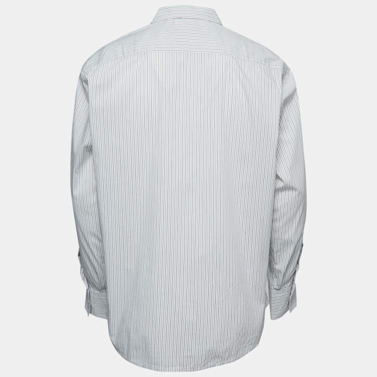 Pre Owned Z Zegna White Striped Stretch Cotton Button Front Shirt XL