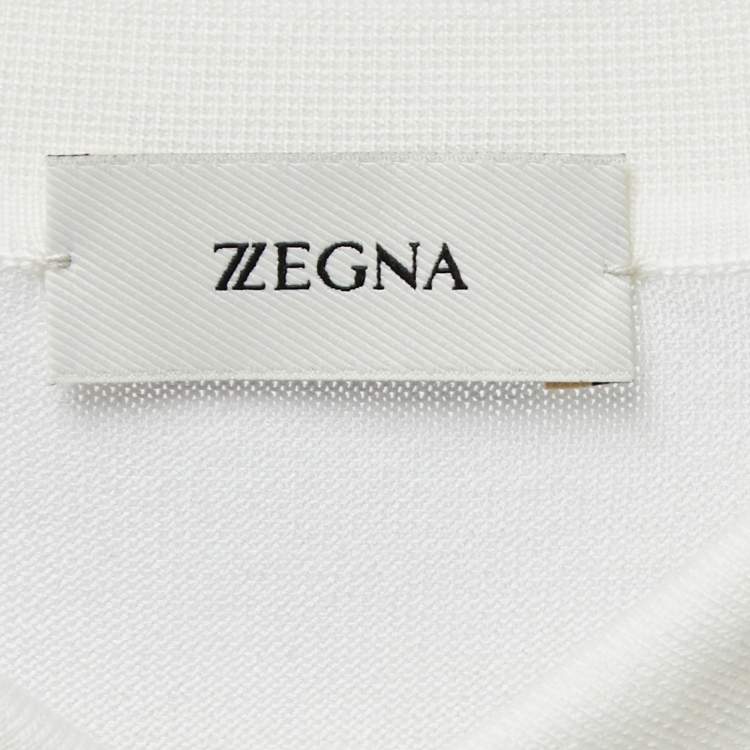 Pre Owned Z Zegna White Cotton Knit Polo T-Shirt L