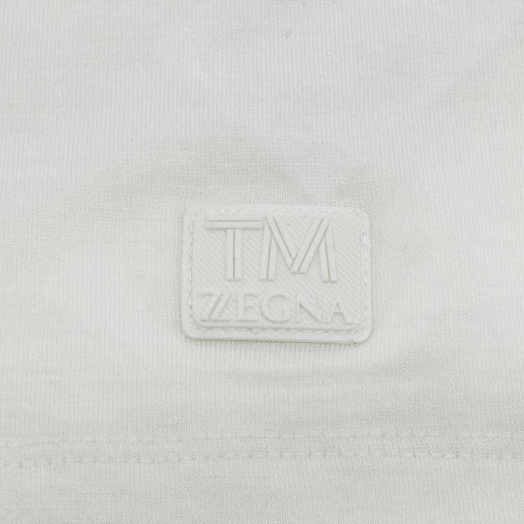 Pre Owned Z Zegna Ivory Wool Contrast Detail Techmerino T-Shirt M