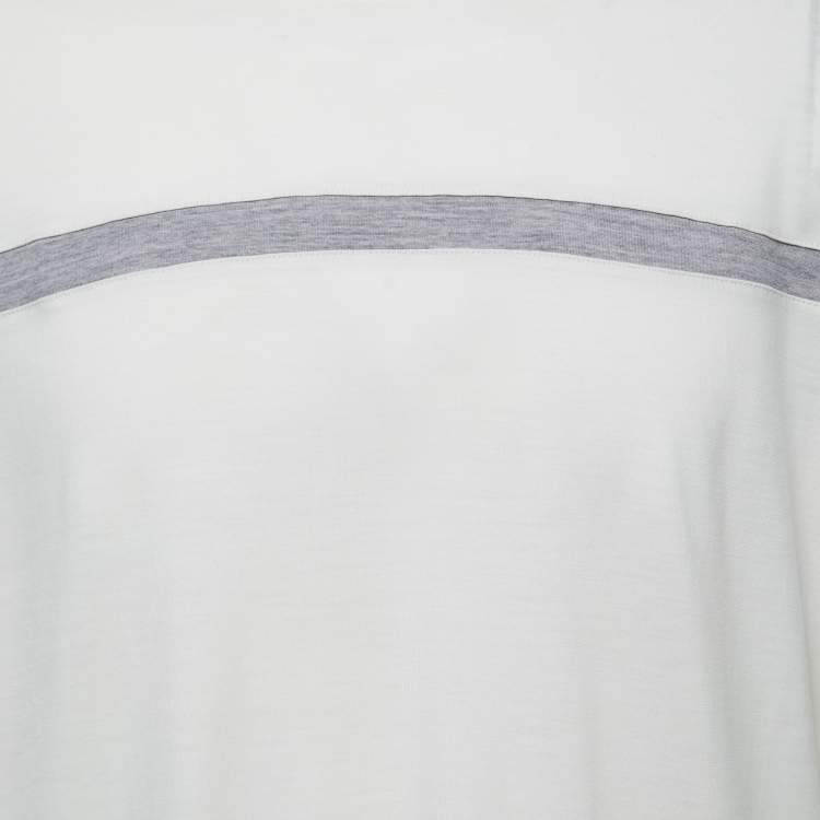 Pre Owned Z Zegna Ivory Wool Contrast Detail Techmerino T-Shirt M