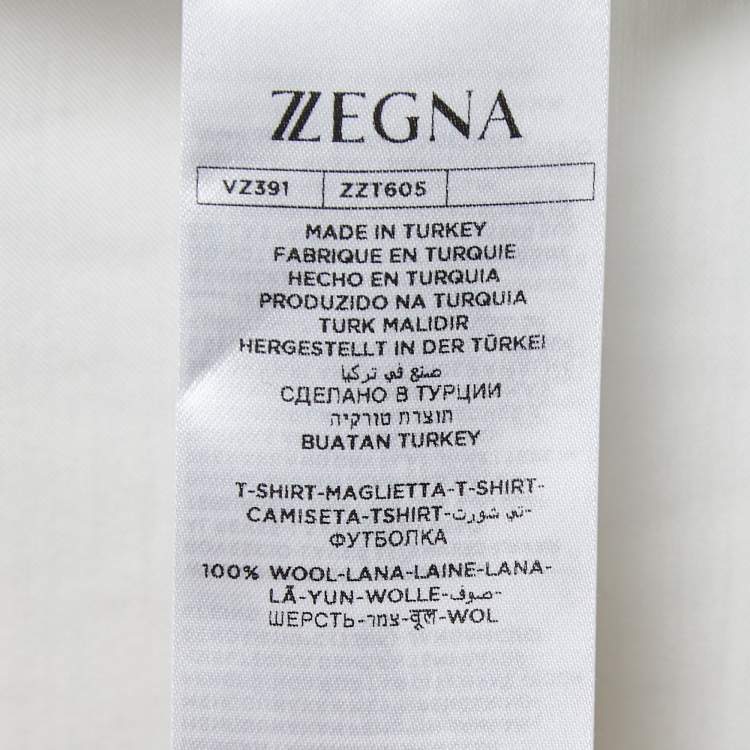 Pre Owned Z Zegna Ivory Wool Contrast Detail Techmerino T-Shirt M