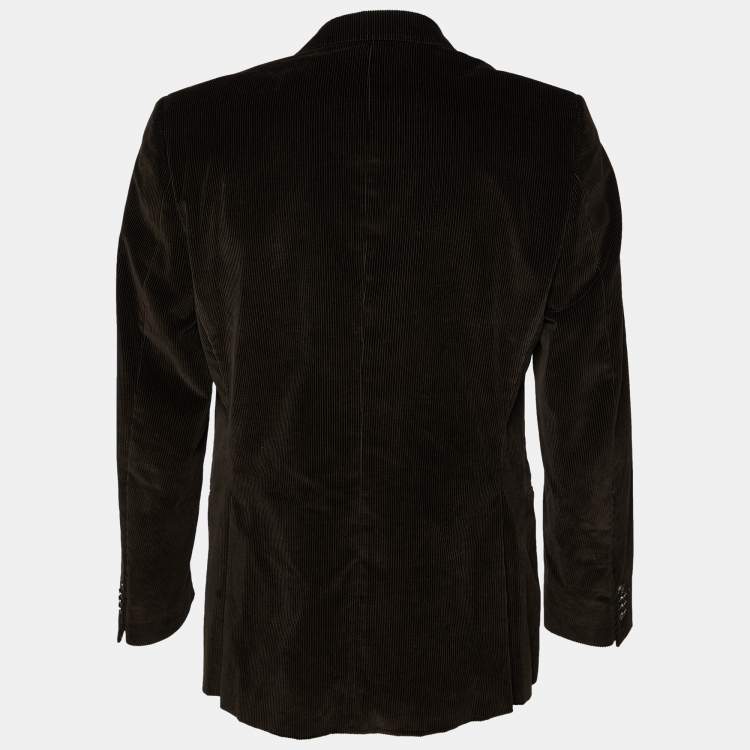 Pre Owned Z Zegna Brown Corduroy Button Front Blazer L