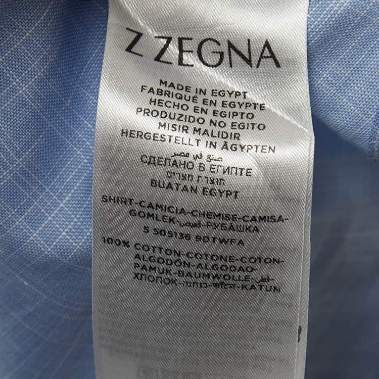Pre Owned Z Zegna Blue Cotton Button Front Full Sleeve Shirt S