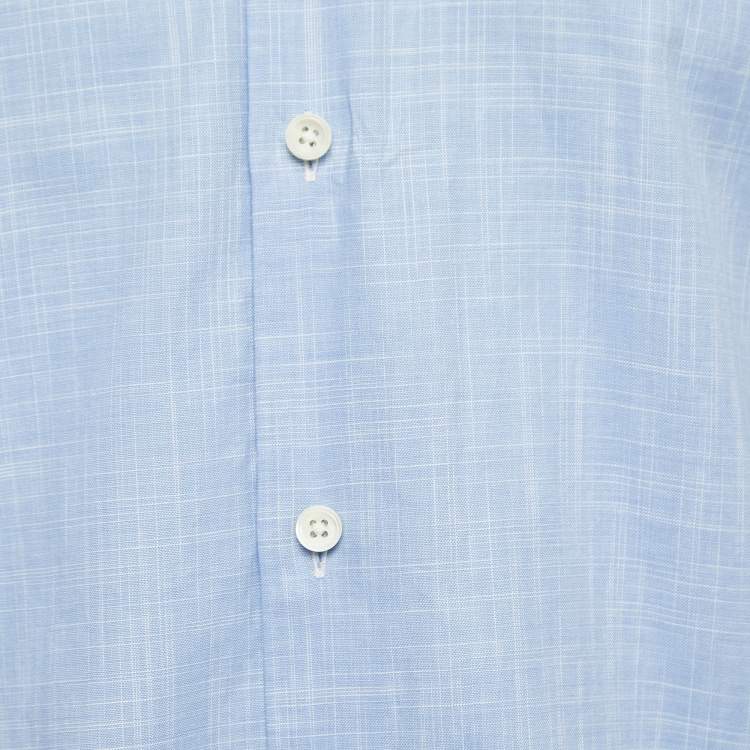 Pre Owned Z Zegna Blue Cotton Button Front Full Sleeve Shirt S