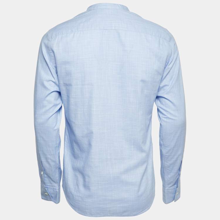 Pre Owned Z Zegna Blue Cotton Button Front Full Sleeve Shirt S