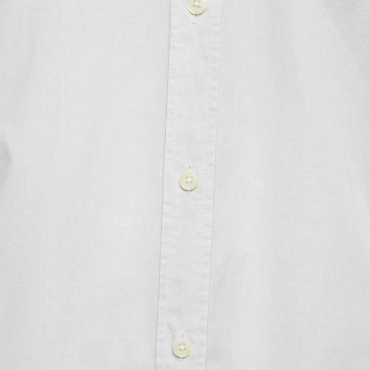 Pre Owned Z Zegna White Cotton Slim Fit Button Front Long Sleeve Shirt M