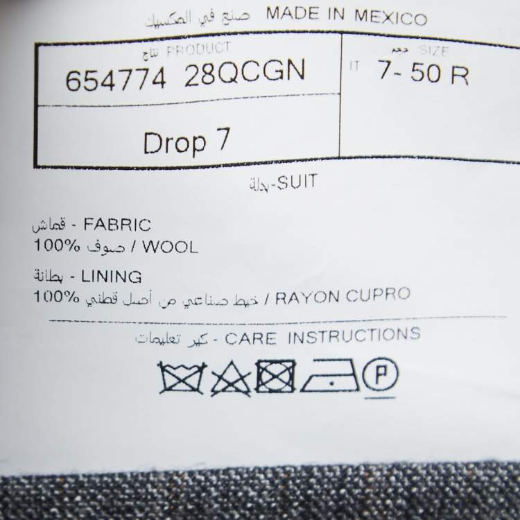 Pre Owned Z Zegna Grey Patterned Wool Suit L