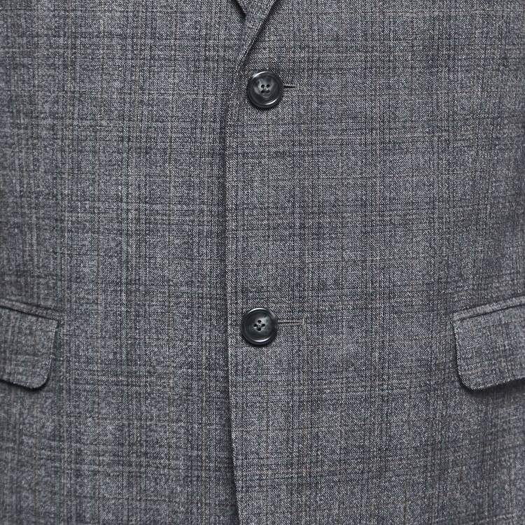 Pre Owned Z Zegna Grey Patterned Wool Suit L
