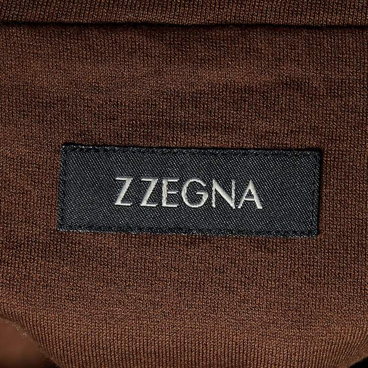 Pre Owned Z Zegna Brown Flocked Detail Cotton Knit T-Shirt XL