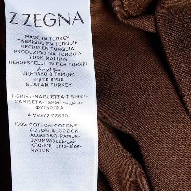 Pre Owned Z Zegna Brown Flocked Detail Cotton Knit T-Shirt XL