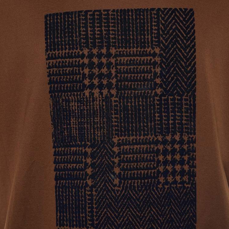 Pre Owned Z Zegna Brown Flocked Detail Cotton Knit T-Shirt XL