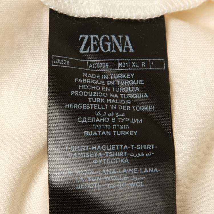 Pre Owned Zegna Cream Wool High Performance Crew Neck T-Shirt XL