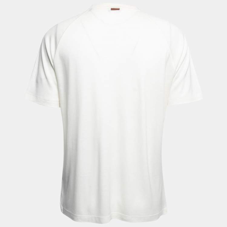 Pre Owned Z Zegna High Performance White Jersey Wool T- Shirt XL