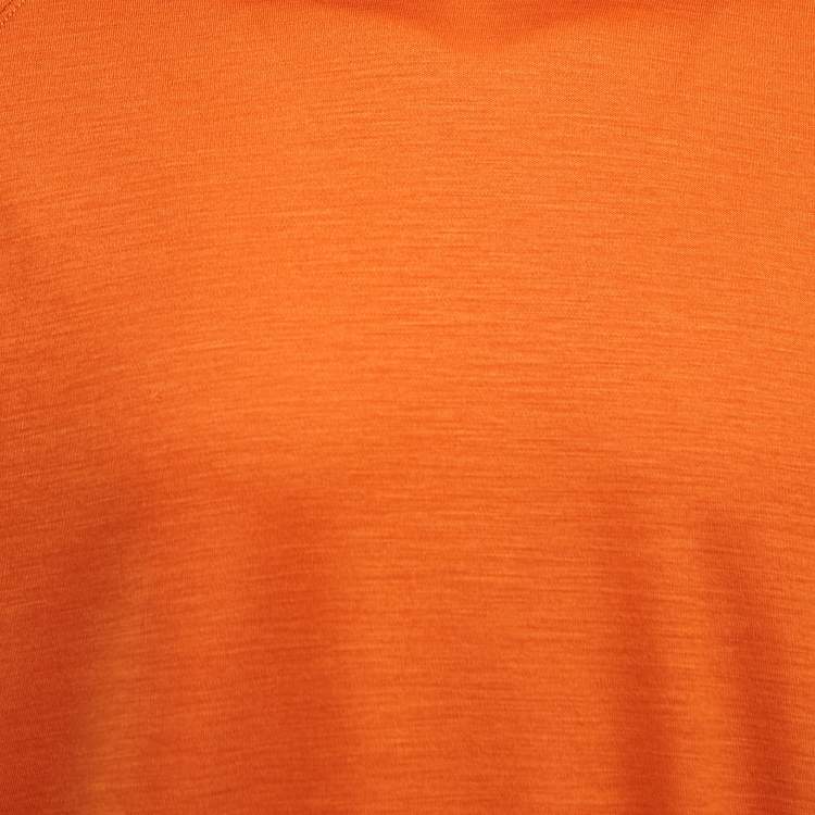 Pre Owned Z Zegna Orange Wool Crew Neck Half Sleeve T-Shirt XL
