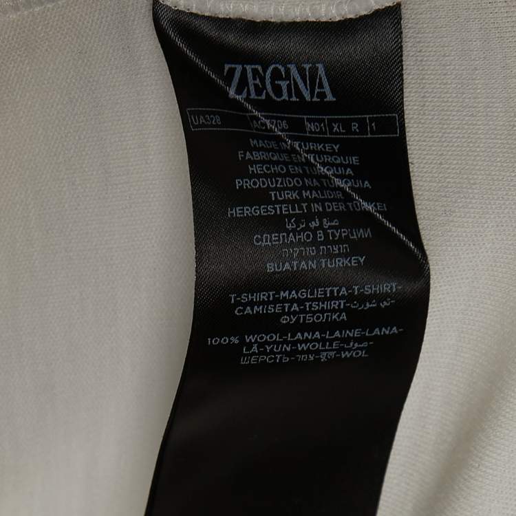 Pre Owned  Zegna Cream Wool Crew Neck Half Sleeve T-Shirt XL