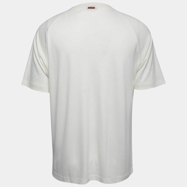 Pre Owned  Zegna Cream Wool Crew Neck Half Sleeve T-Shirt XL