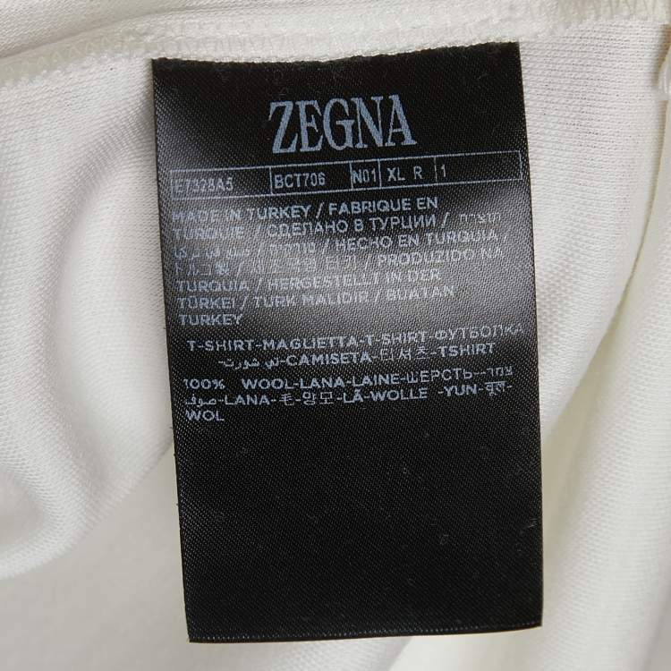 Pre Owned  Zegna Cream Wool Crew Neck Half Sleeve T-Shirt XL