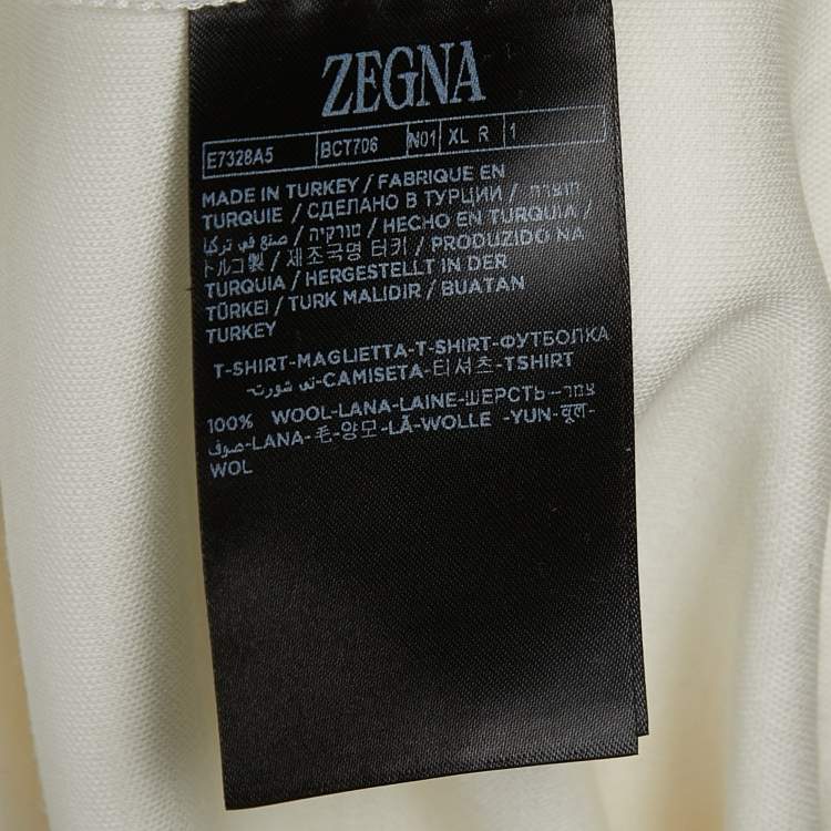 Pre Owned Zegna Cream Wool Crew Neck Half Sleeve T-Shirt XL