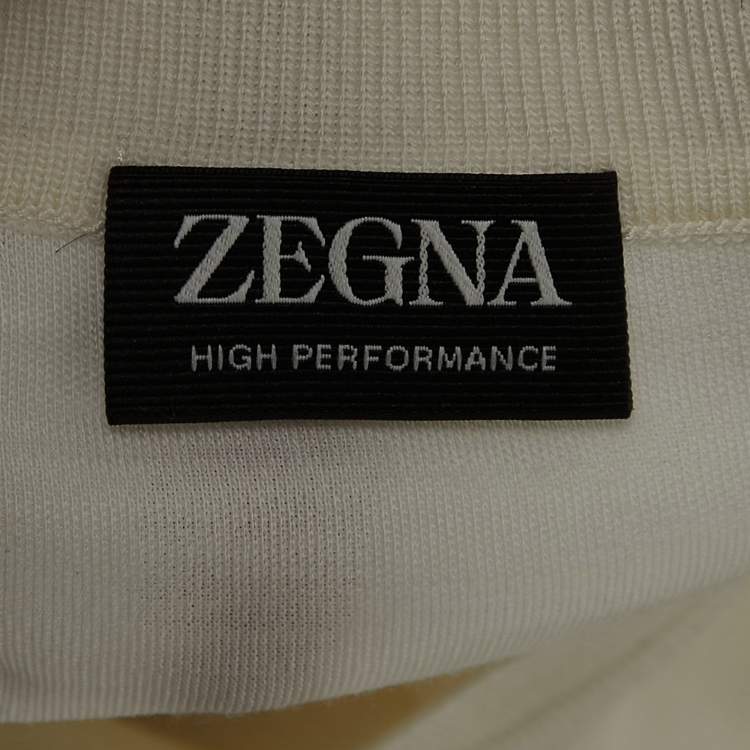 Pre Owned Zegna Cream Wool Crew Neck Half Sleeve T-Shirt XL