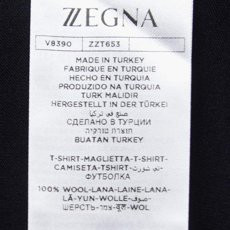 Pre Owned Zegna Navy Blue Wool Crew Neck Half Sleeve T-Shirt XL