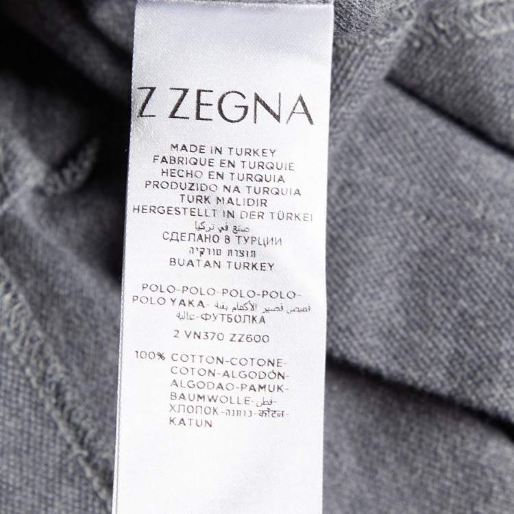 Pre Owned Z Zegna Grey Cotton Pique Polo T-Shirt XL