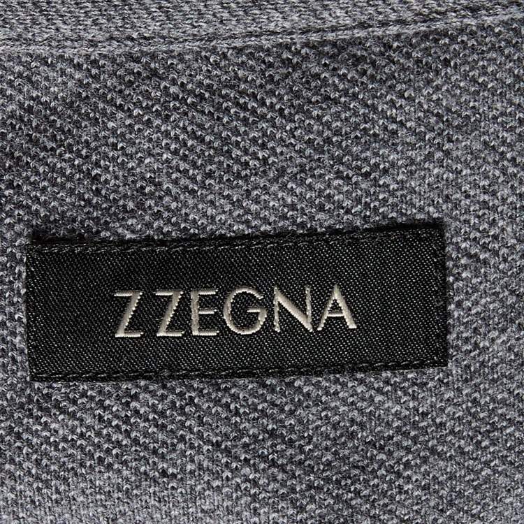 Pre Owned Z Zegna Grey Cotton Pique Polo T-Shirt XL