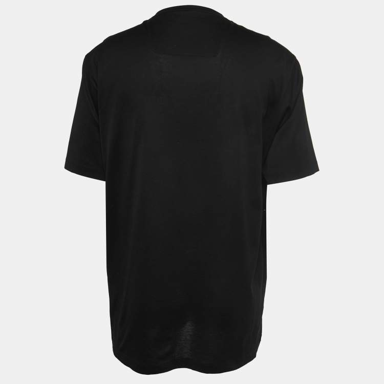 Pre Owned Z Zegna Black Cotton Logo Print Detail Crew Neck T-Shirt XXL