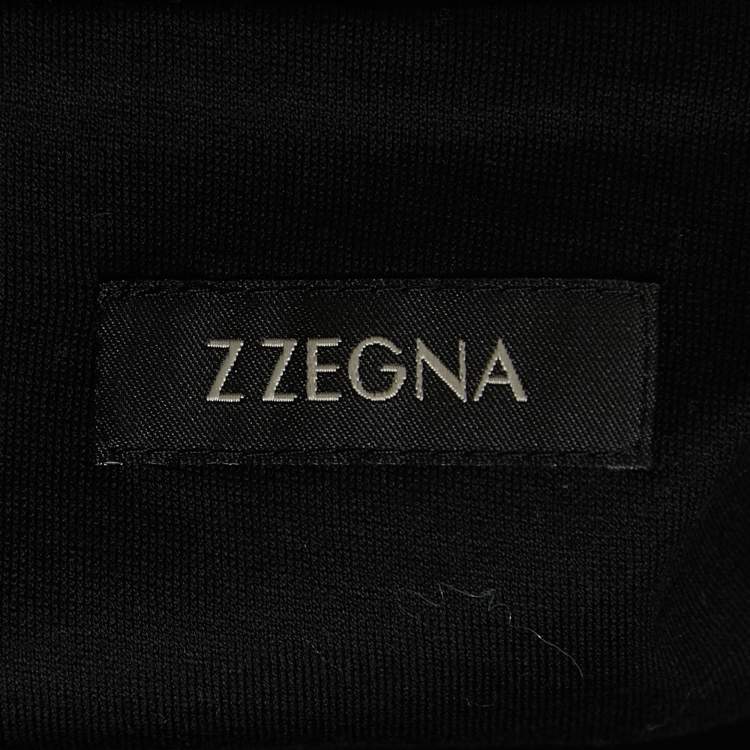 Pre Owned Z Zegna Black Cotton Logo Print Detail Crew Neck T-Shirt XXL