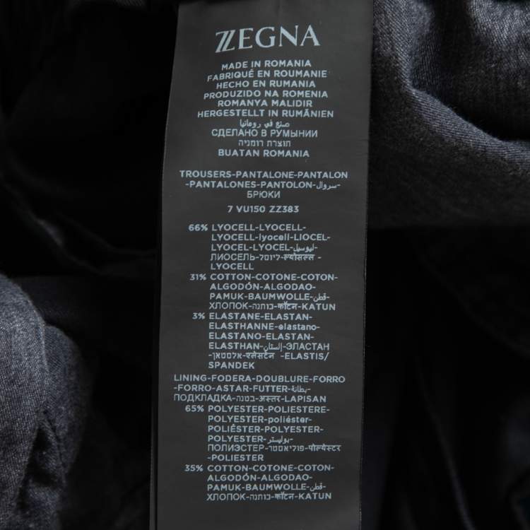 Pre Owned Z Zegna Black Cotton Blend Drawstring Waist Trousers XXL/Waist 37"