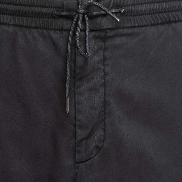 Pre Owned Z Zegna Black Cotton Blend Drawstring Waist Trousers XXL/Waist 37"