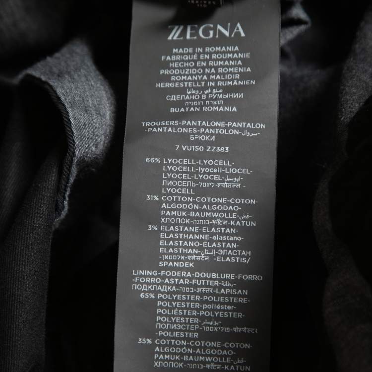 Pre Owned Z Zegna Black Cotton Blend Drawstring Waist Trousers XXL 