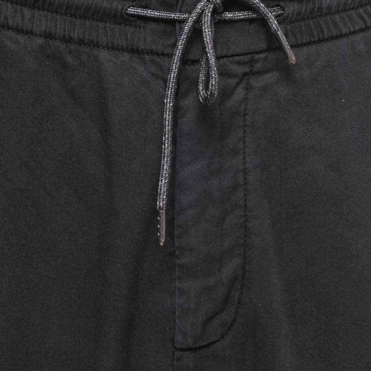 Pre Owned Z Zegna Black Cotton Blend Drawstring Waist Trousers XXL 