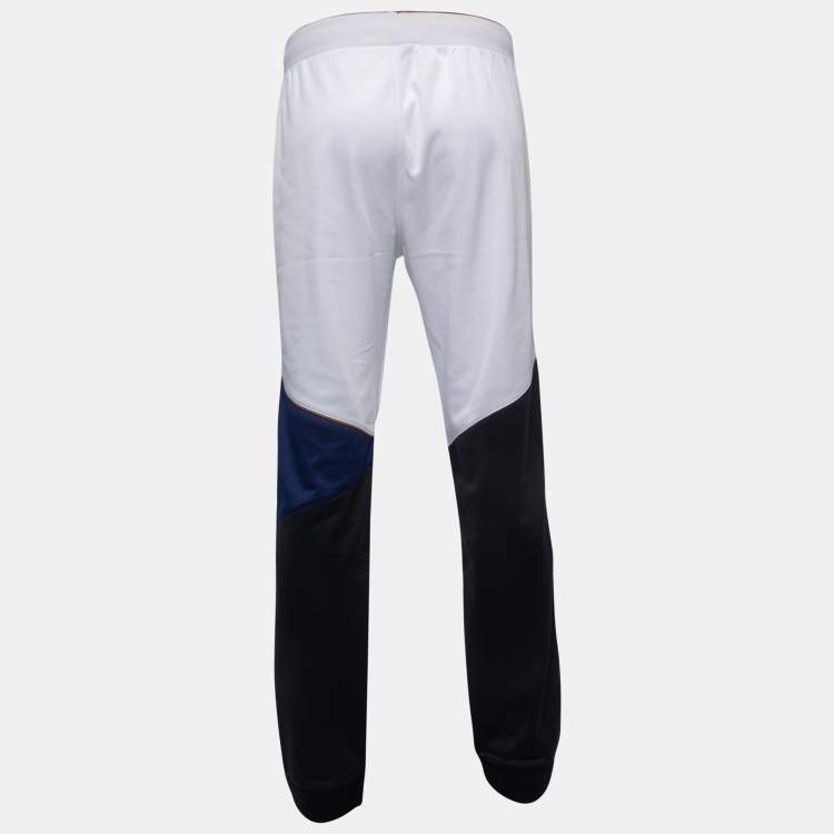 Pre Owned Z Zegna White/Navy Blue Logo Print Synthetic Joggers XL