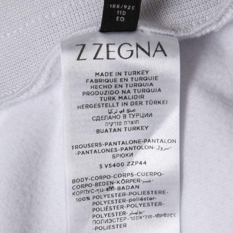 Pre Owned Z Zegna White/Navy Blue Logo Print Synthetic Joggers XL