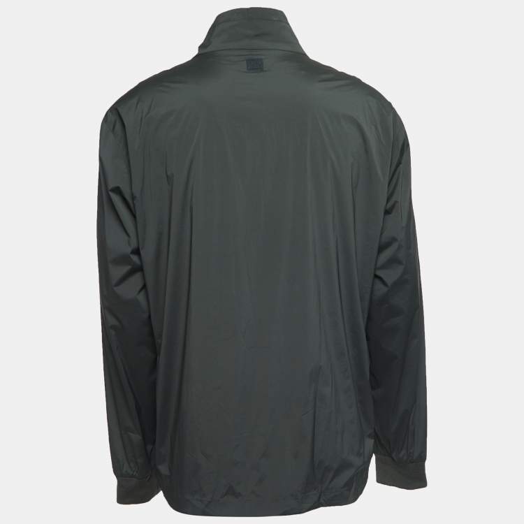 Pre Owned Z Zegna Dark Green Nylon & Wool Reversible Zip Front Jacket XL
