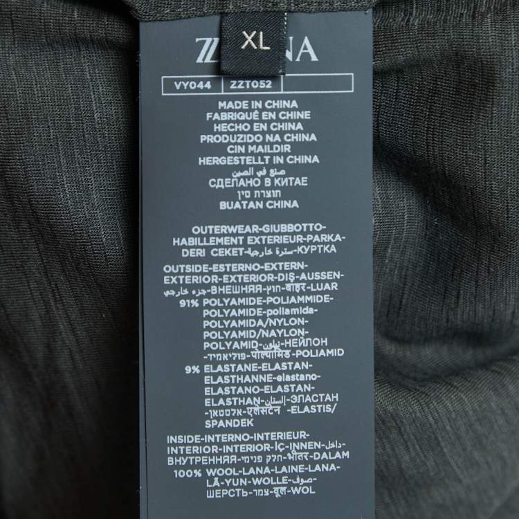Pre Owned Z Zegna Dark Green Nylon & Wool Reversible Zip Front Jacket XL