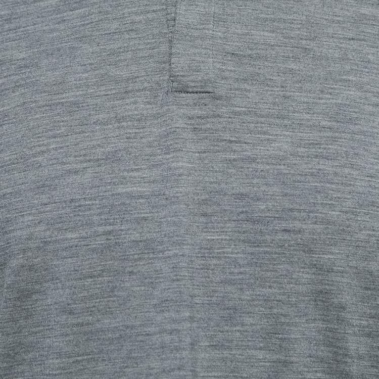 Pre Owned Z Zegna Techmerino Grey Jersey Polo T-Shirt L