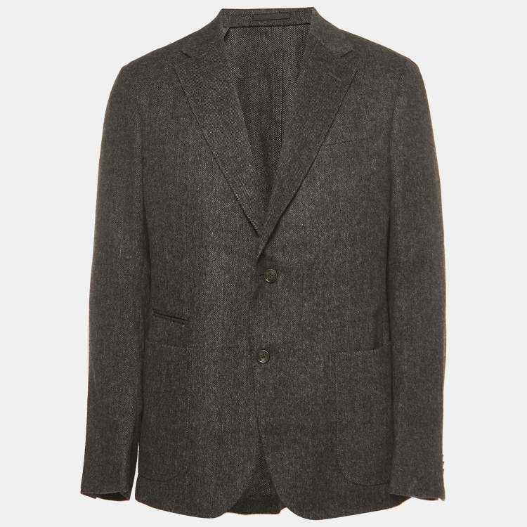 Pre Owned Z Zegna Grey Wool Blend Single Breasted Blazer XXL