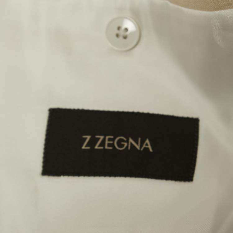 Pre Owned Z Zegna Cream Wool Blend Single Breasted Blazer XXL