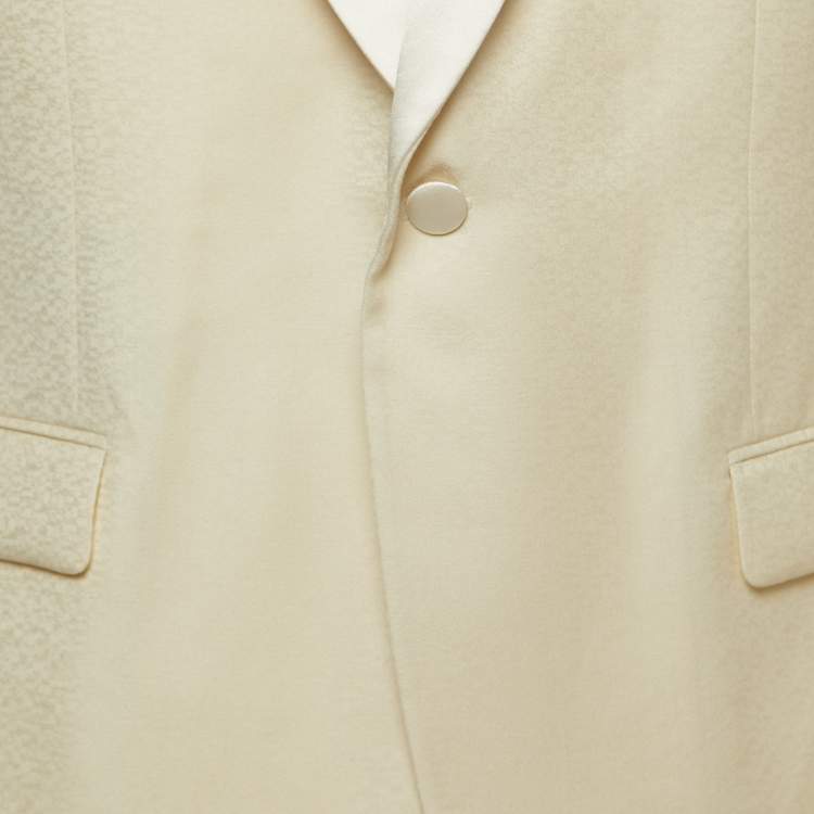 Pre Owned Z Zegna Cream Wool Blend Single Breasted Blazer XXL