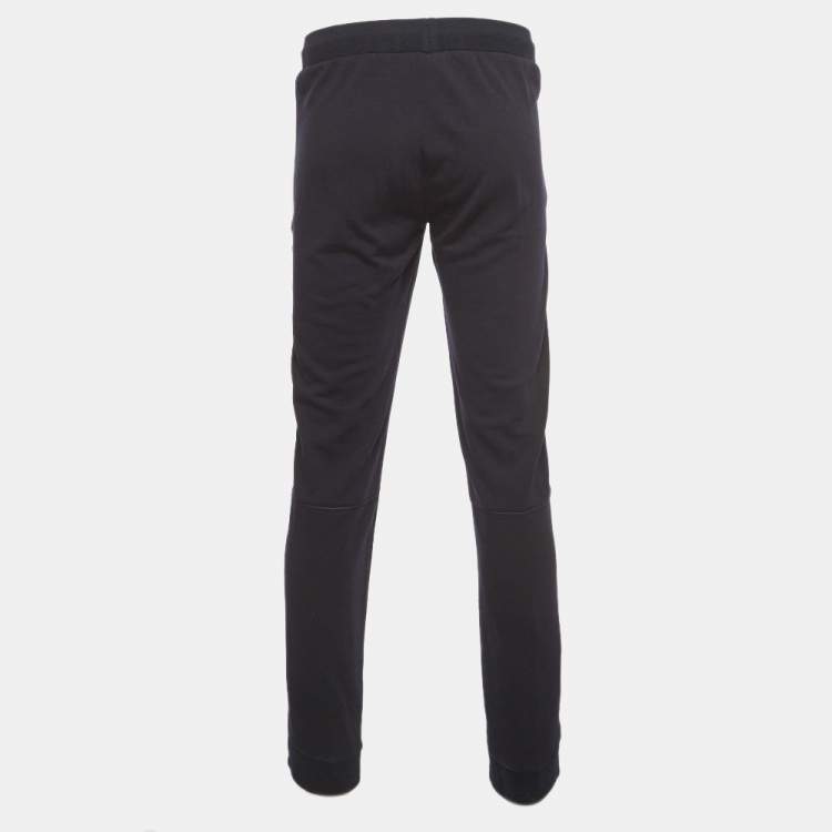 Pre Owned Z Zegna Techmerino Black Wool Contrast Stripe Detail Drawstring Pants L