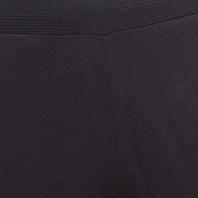 Pre Owned Z Zegna Techmerino Black Wool Contrast Stripe Detail Drawstring Pants L