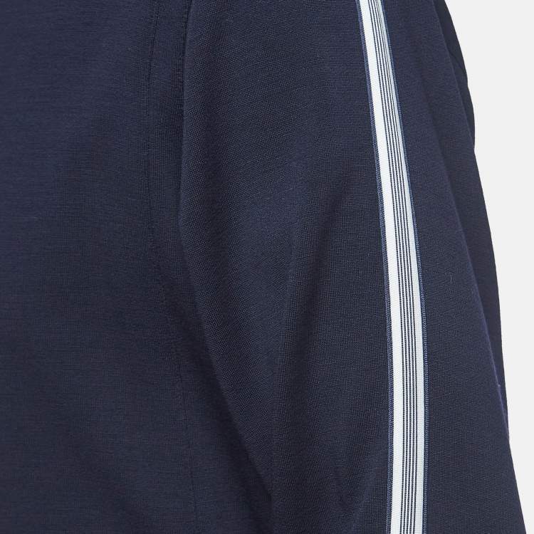 Pre Owned Z Zegna Techmerino Navy Blue Wool Zip Front Jacket L